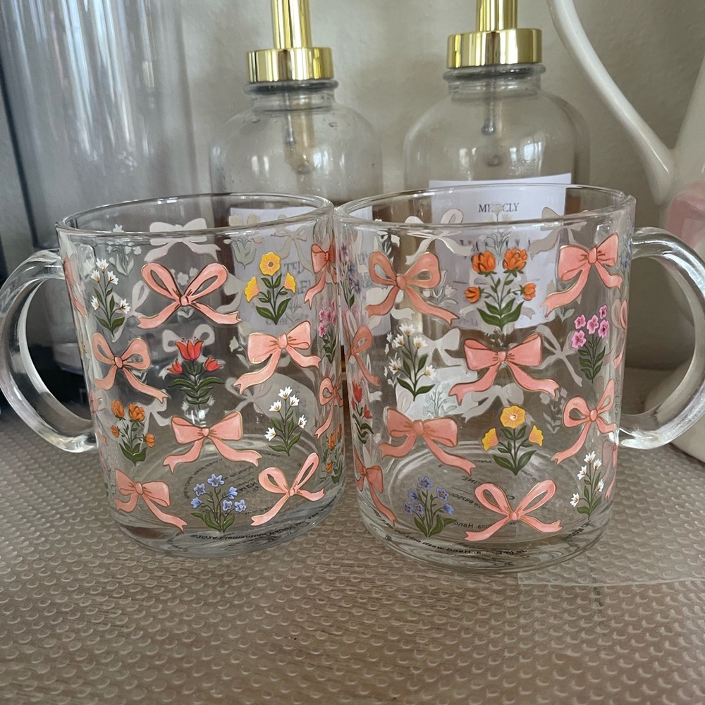 Bow mug coffee cup set 2